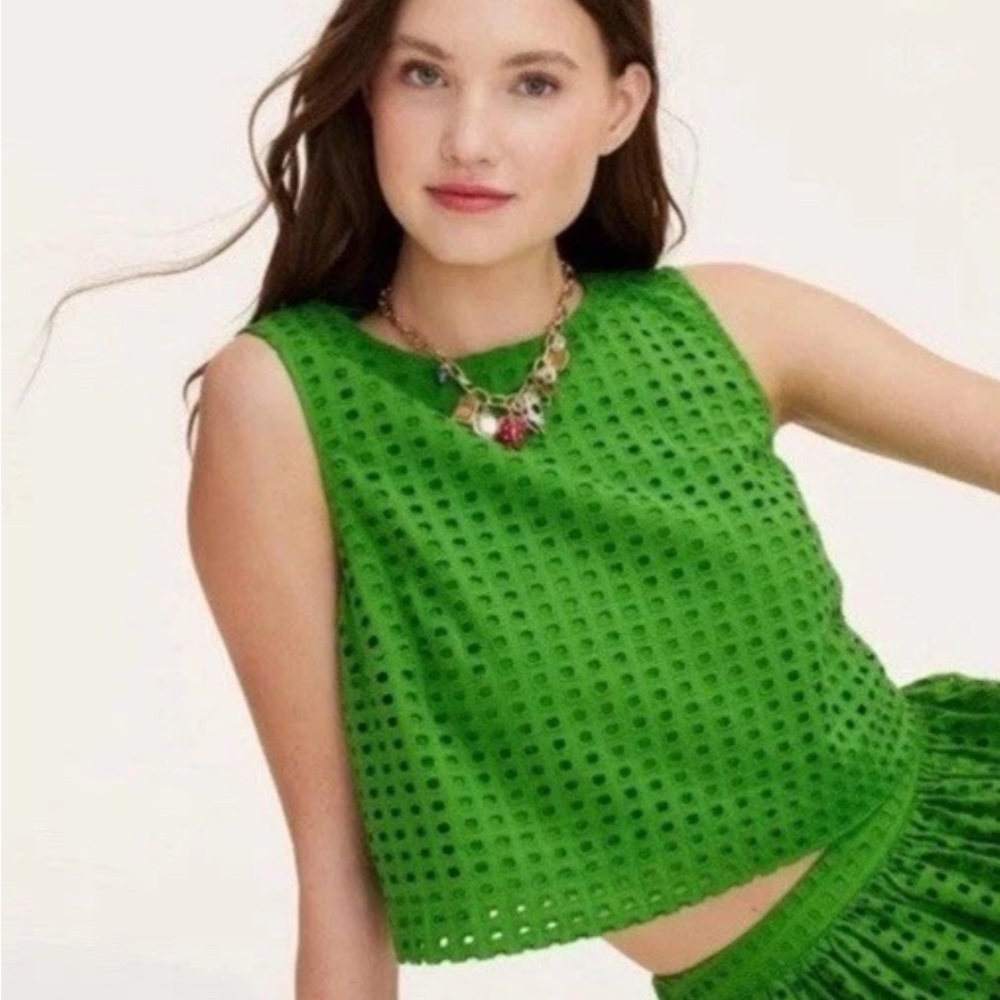 Kate Spade eyelet top in grass green